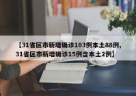 【31省区市新增确诊103例本土88例,31省区市新增确诊15例含本土2例】