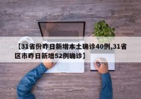 【31省份昨日新增本土确诊40例,31省区市昨日新增52例确诊】
