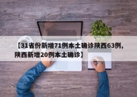 【31省份新增71例本土确诊陕西63例,陕西新增20例本土确诊】