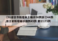 【31省区市新增本土确诊56例浙江44例,浙江省新增确诊病例45例 累计173例】